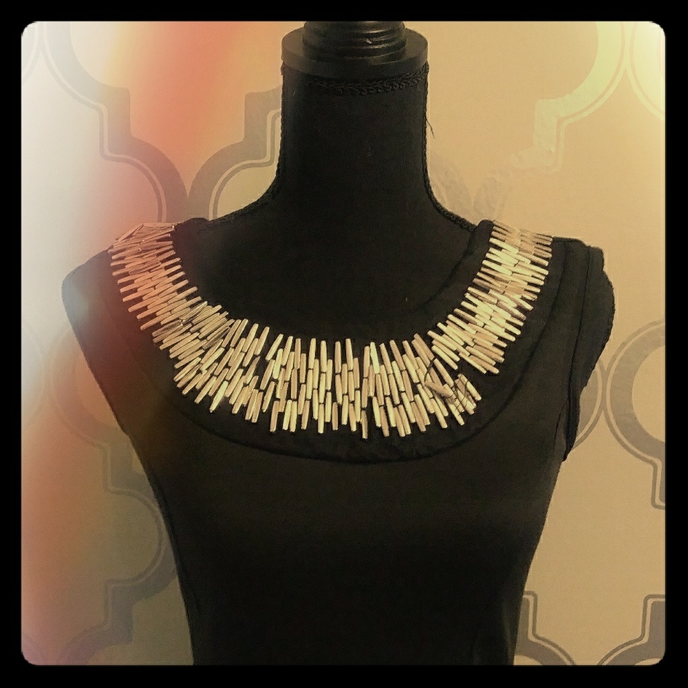 *Needs Repair* Black Silver Dress Beaded Neckline